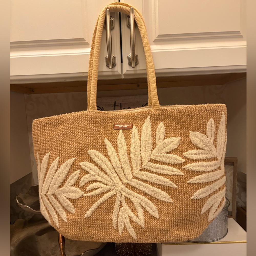 Christian Siriano Tan and Cream Leaf Tote